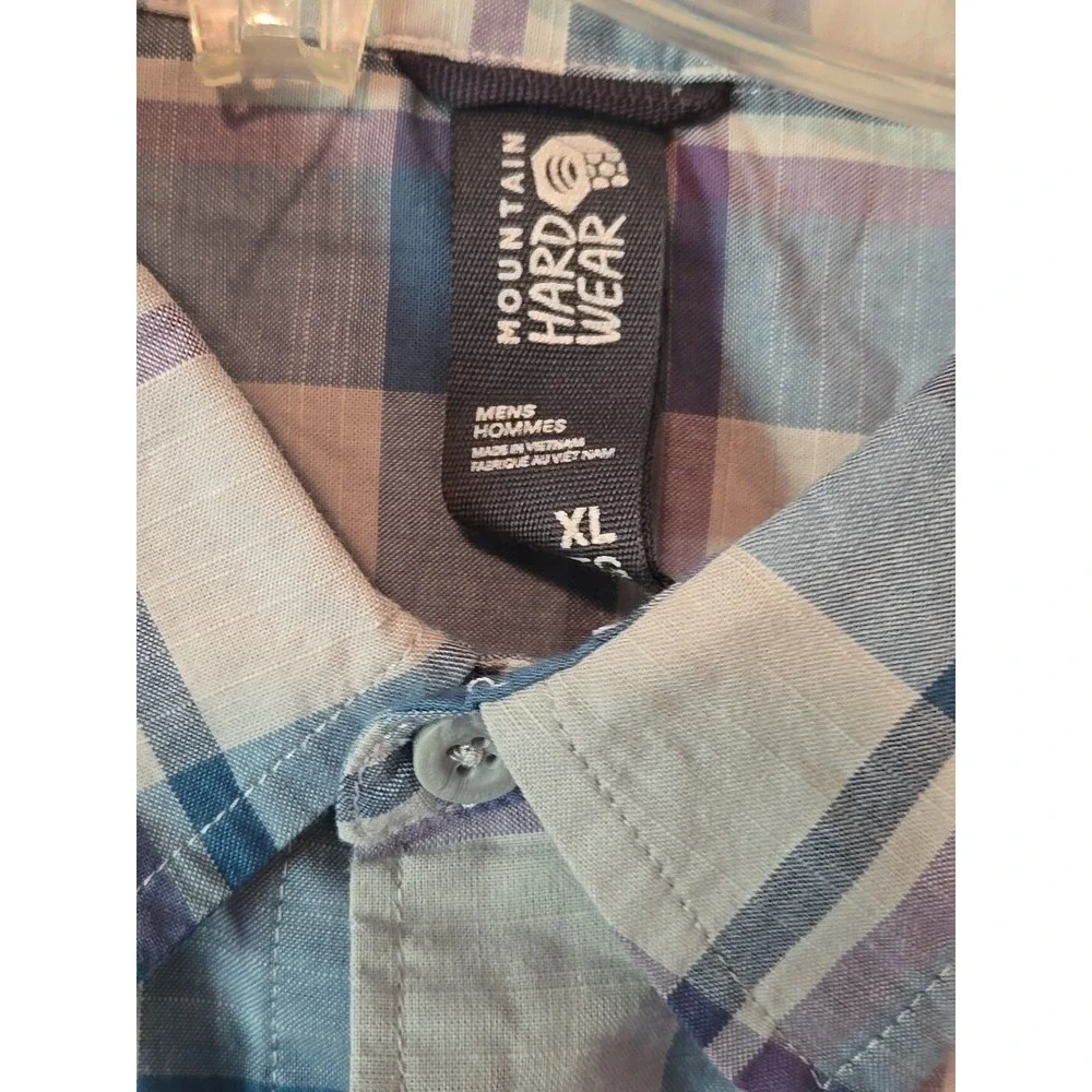 Mountain Hardwear Big Cottonwood‎ Mens XL Short Sleeve Plaid Blue